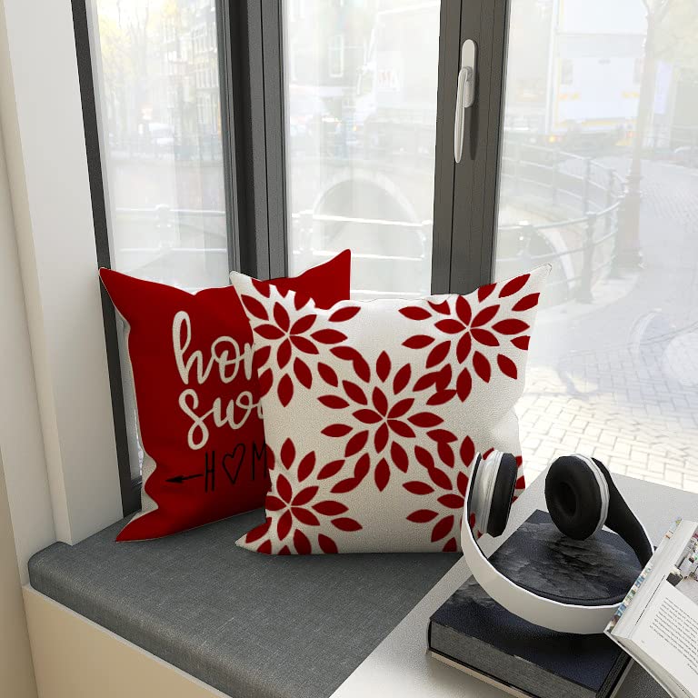 YCOLL Christmas Pillow Covers 18x18 Set of 4, Modern Sofa Throw Pillow Cover for Christmas Decor, Decorative Outdoor Linen Fabric Pillow Case for Couch Bed Car, Red - Image 3